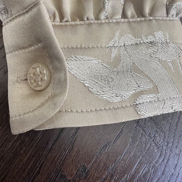 Tory Burch Mushroom Lurex SILK Gown Pale Champagne‎ Medium Jacquard Old Money - Picture 10 of 15